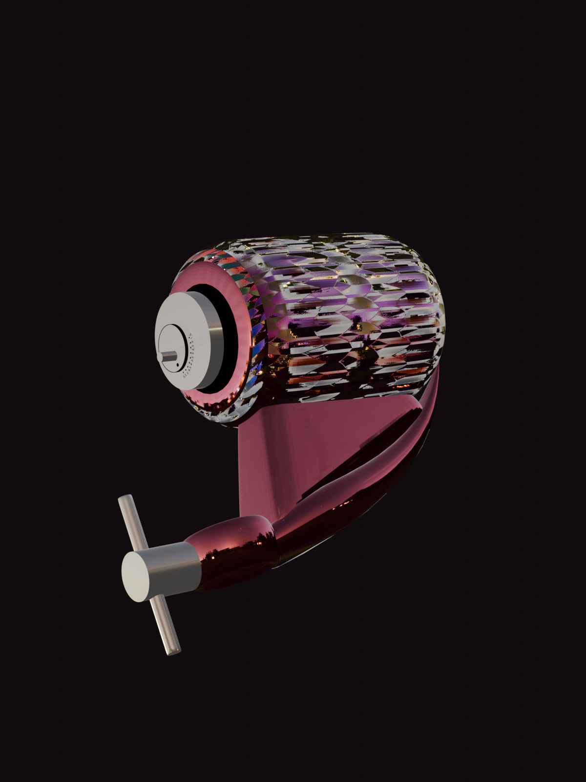 Medusa tattoo machine with iridescent snake-scale forms